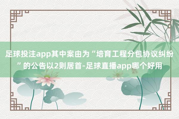 足球投注app其中案由为“培育工程分包协议纠纷”的公告以2则居首-足球直播app哪个好用