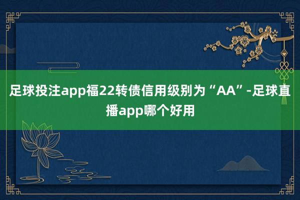 足球投注app福22转债信用级别为“AA”-足球直播app哪个好用