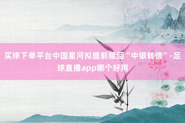 买球下单平台中国星河拟提前赎回“中银转债”-足球直播app哪个好用