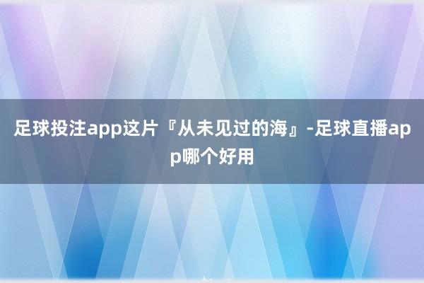 足球投注app这片『从未见过的海』-足球直播app哪个好用