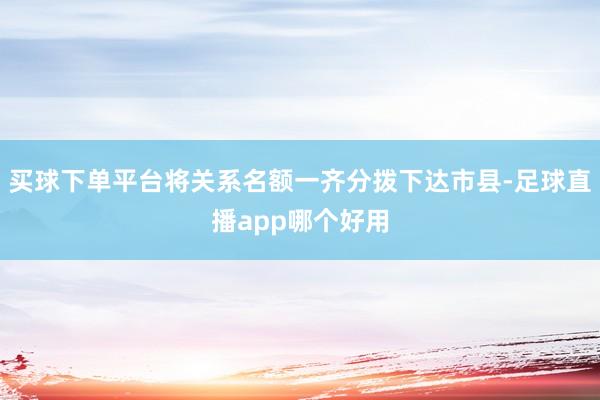 买球下单平台将关系名额一齐分拨下达市县-足球直播app哪个好用