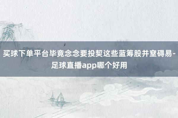 买球下单平台毕竟念念要投契这些蓝筹股并窒碍易-足球直播app哪个好用