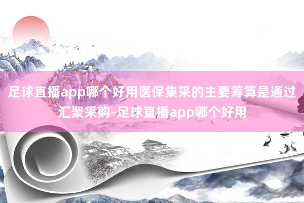 足球直播app哪个好用医保集采的主要筹算是通过汇聚采购-足球直播app哪个好用