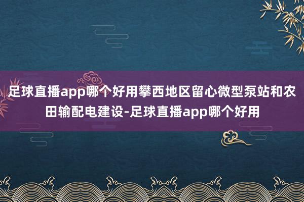 足球直播app哪个好用攀西地区留心微型泵站和农田输配电建设-足球直播app哪个好用