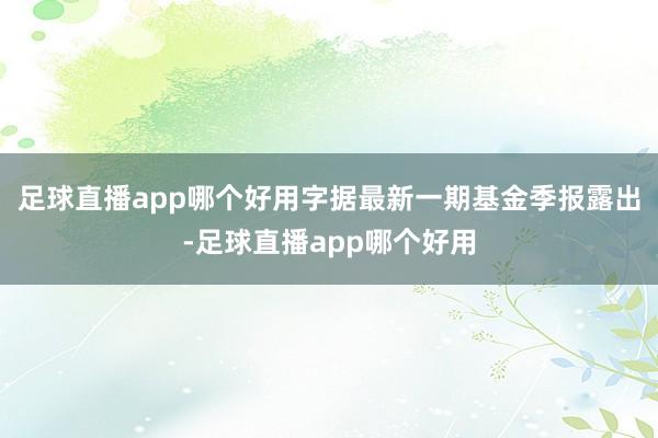 足球直播app哪个好用字据最新一期基金季报露出-足球直播app哪个好用