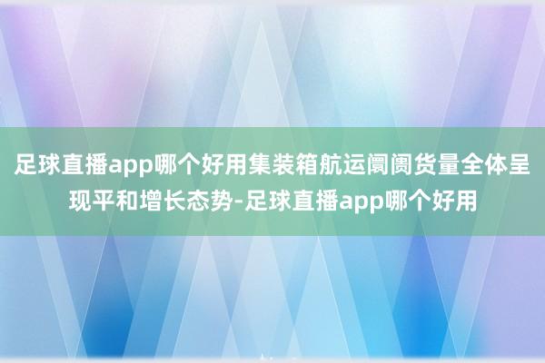 足球直播app哪个好用集装箱航运阛阓货量全体呈现平和增长态势-足球直播app哪个好用