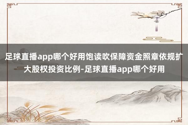 足球直播app哪个好用饱读吹保障资金照章依规扩大股权投资比例-足球直播app哪个好用