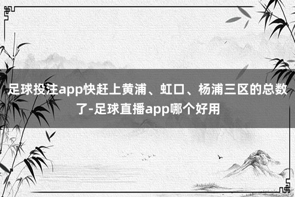 足球投注app快赶上黄浦、虹口、杨浦三区的总数了-足球直播app哪个好用