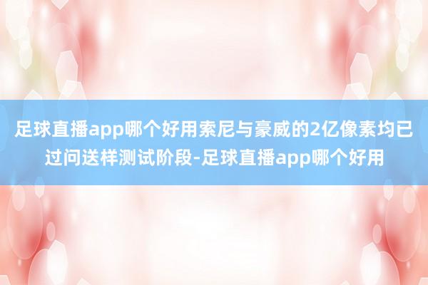 足球直播app哪个好用索尼与豪威的2亿像素均已过问送样测试阶段-足球直播app哪个好用