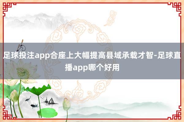 足球投注app合座上大幅提高县域承载才智-足球直播app哪个好用