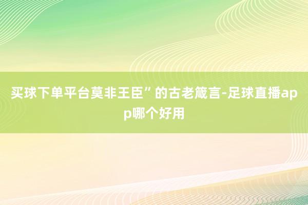 买球下单平台莫非王臣”的古老箴言-足球直播app哪个好用