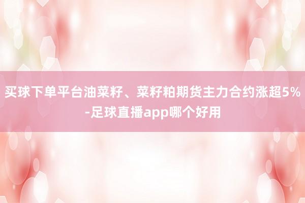 买球下单平台油菜籽、菜籽粕期货主力合约涨超5%-足球直播app哪个好用