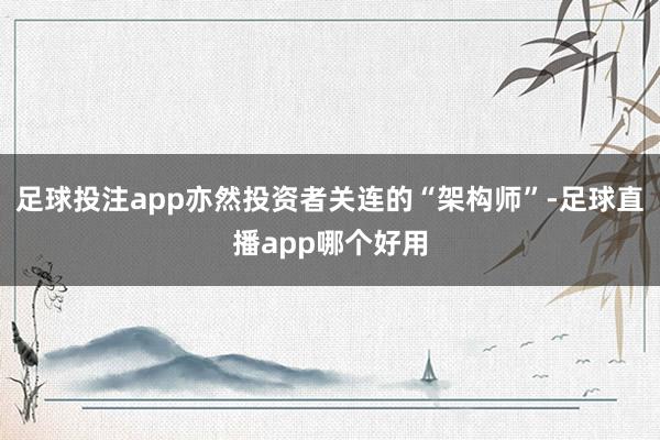 足球投注app亦然投资者关连的“架构师”-足球直播app哪个好用