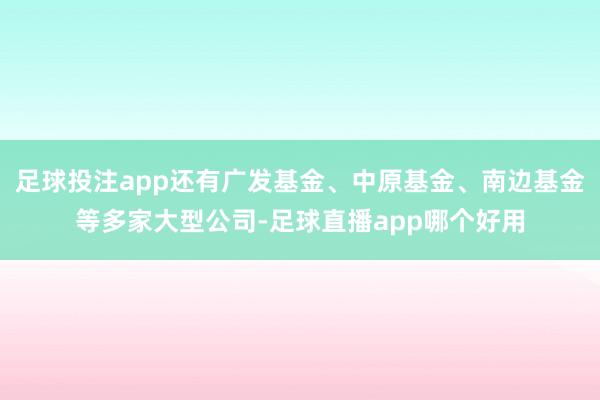 足球投注app还有广发基金、中原基金、南边基金等多家大型公司-足球直播app哪个好用