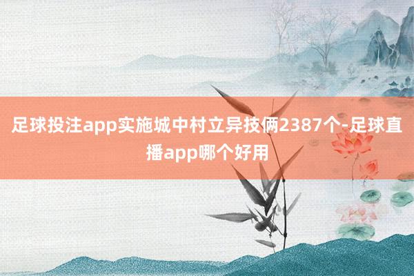 足球投注app实施城中村立异技俩2387个-足球直播app哪个好用