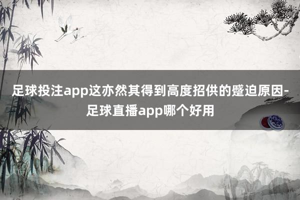 足球投注app这亦然其得到高度招供的蹙迫原因-足球直播app哪个好用
