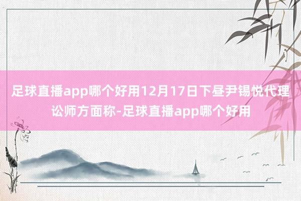 足球直播app哪个好用12月17日下昼尹锡悦代理讼师方面称-足球直播app哪个好用