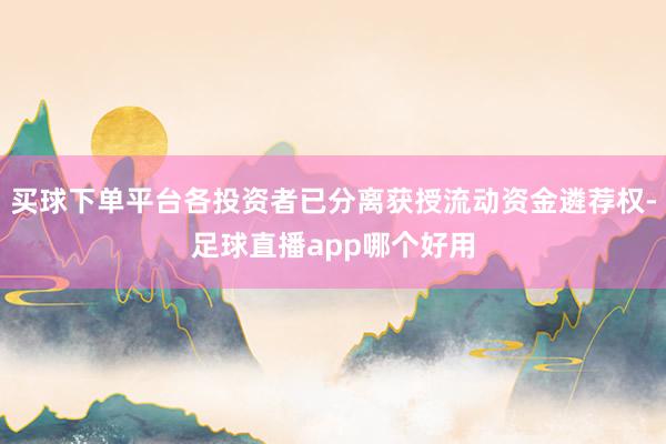 买球下单平台各投资者已分离获授流动资金遴荐权-足球直播app哪个好用