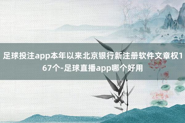 足球投注app本年以来北京银行新注册软件文章权167个-足球直播app哪个好用
