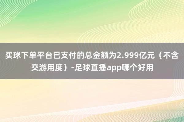 买球下单平台已支付的总金额为2.999亿元(不含交游用度)-足球直播app哪个好用