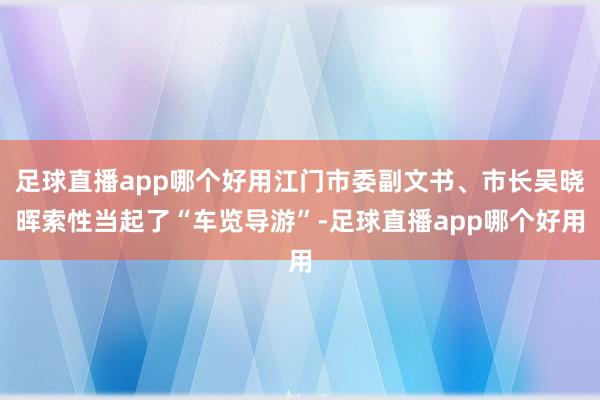 足球直播app哪个好用江门市委副文书、市长吴晓晖索性当起了“车览导游”-足球直播app哪个好用
