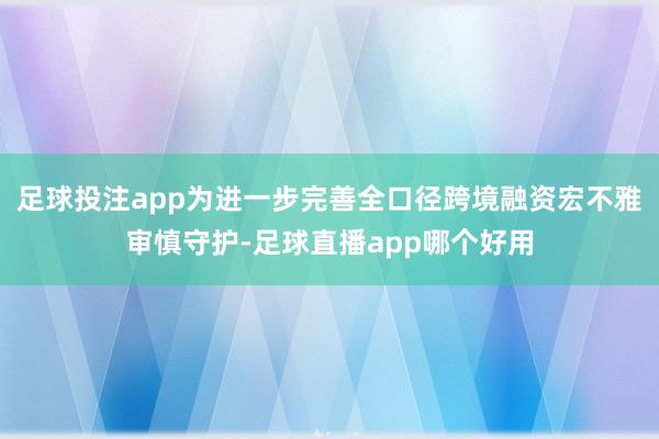 足球投注app为进一步完善全口径跨境融资宏不雅审慎守护-足球直播app哪个好用