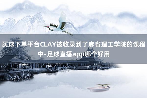 买球下单平台CLAY被收录到了麻省理工学院的课程中-足球直播app哪个好用