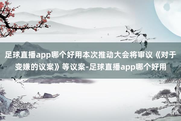 足球直播app哪个好用本次推动大会将审议《对于变嫌的议案》等议案-足球直播app哪个好用