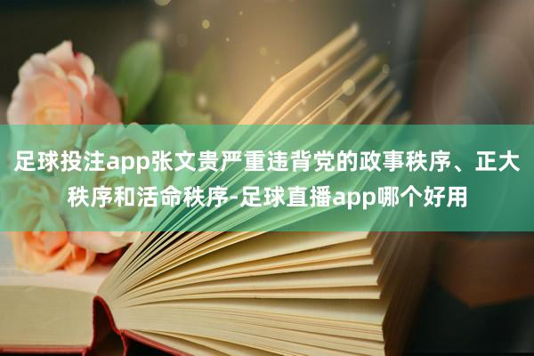 足球投注app张文贵严重违背党的政事秩序、正大秩序和活命秩序-足球直播app哪个好用