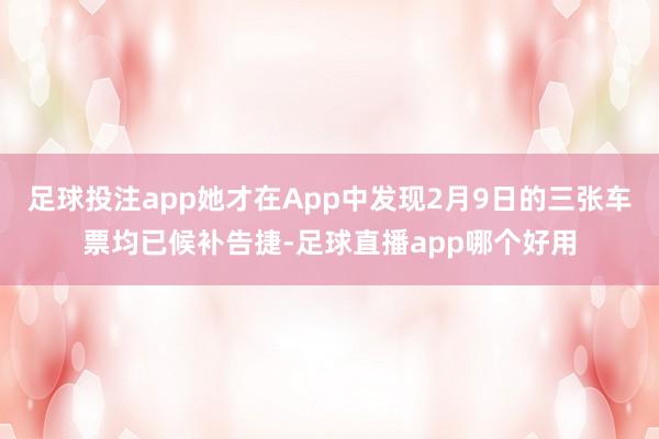 足球投注app她才在App中发现2月9日的三张车票均已候补告捷-足球直播app哪个好用