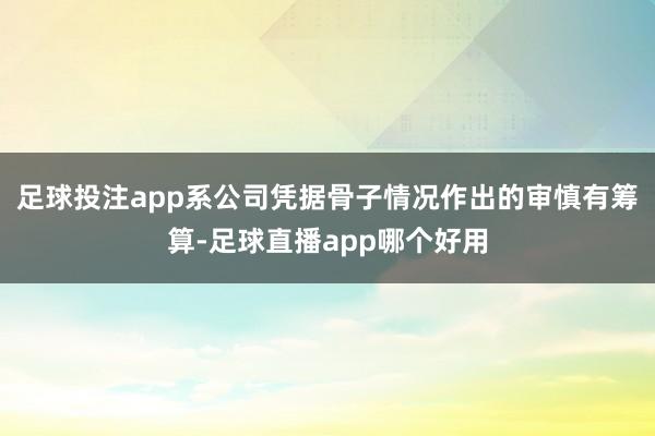 足球投注app系公司凭据骨子情况作出的审慎有筹算-足球直播app哪个好用