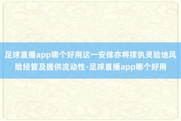 足球直播app哪个好用这一安排亦将撑执灵验地风险经管及提供流动性-足球直播app哪个好用