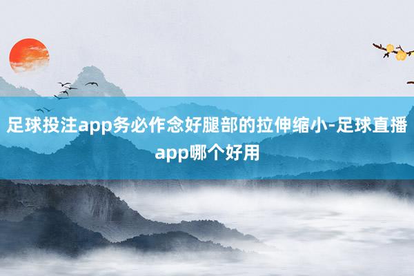 足球投注app务必作念好腿部的拉伸缩小-足球直播app哪个好用