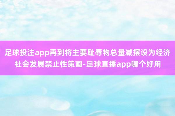 足球投注app再到将主要耻辱物总量减摆设为经济社会发展禁止性策画-足球直播app哪个好用