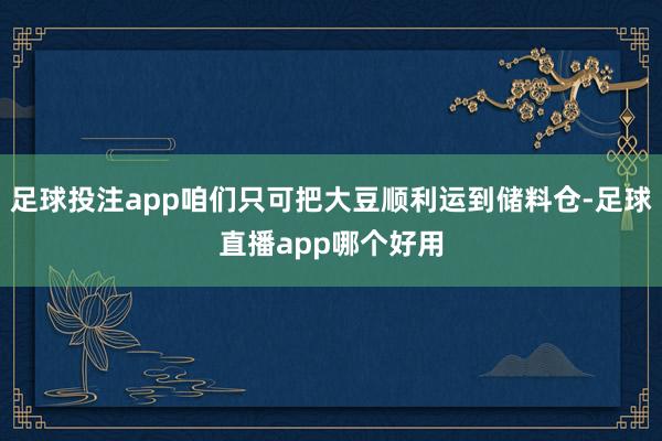 足球投注app咱们只可把大豆顺利运到储料仓-足球直播app哪个好用